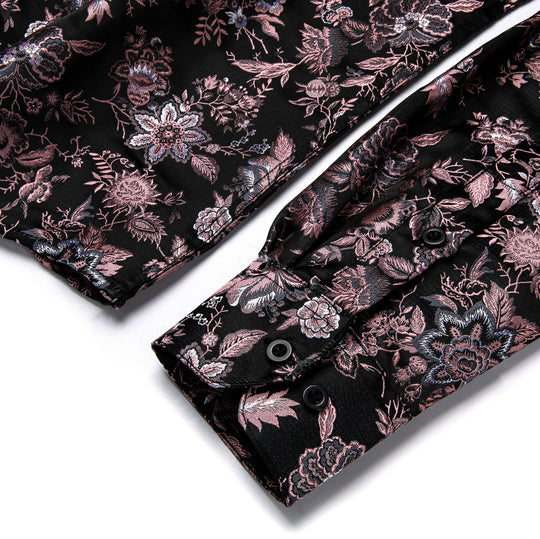 Maroon Black Flower Men's Shirt-CY-9008 - SimonVon Shop
