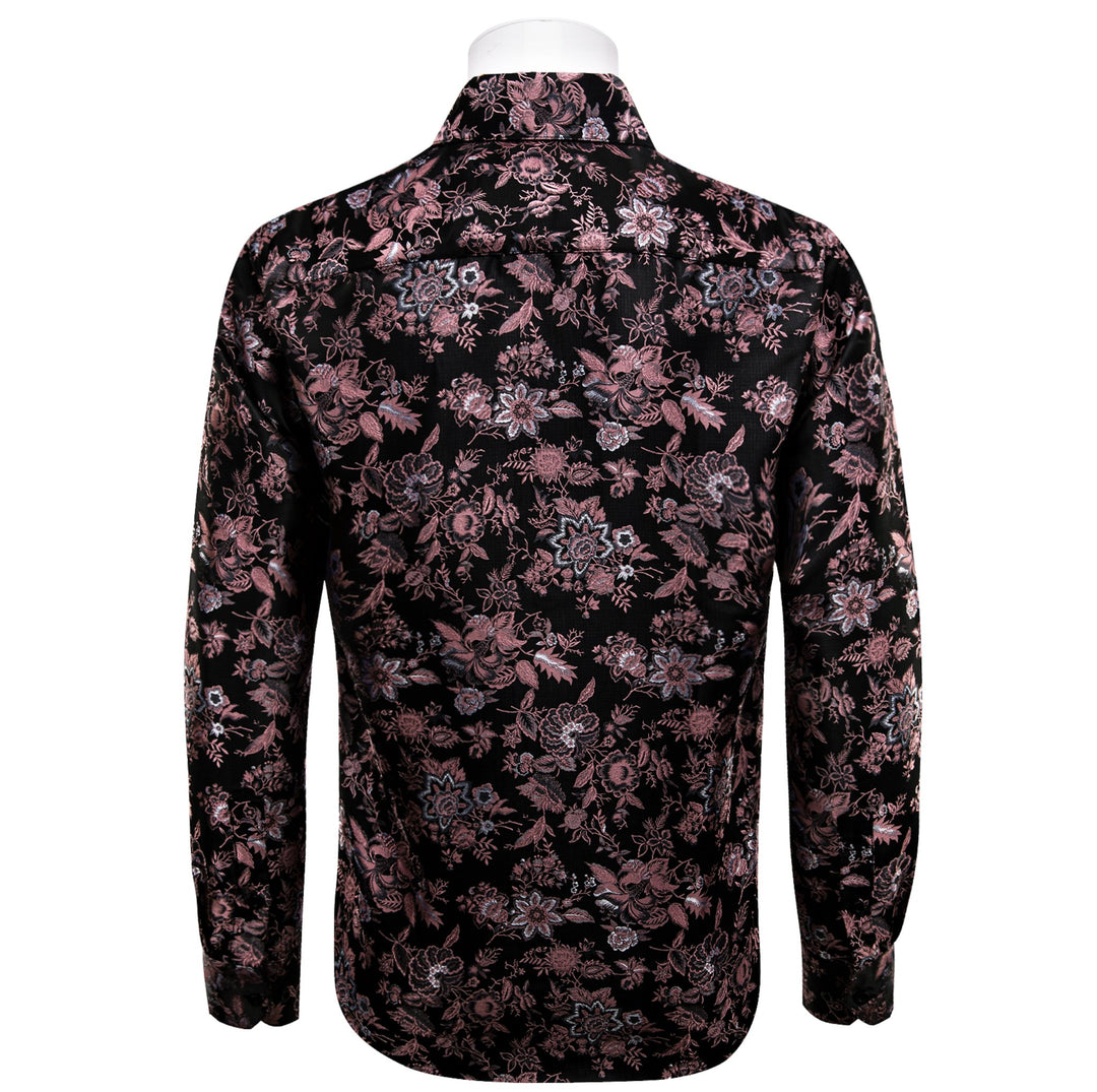 Maroon Black Flower Men's Shirt-CY-9008 - SimonVon Shop