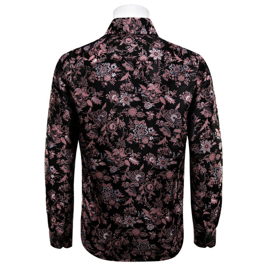 Maroon Black Flower Men's Shirt-CY-9008 - SimonVon Shop