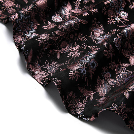 Maroon Black Flower Men's Shirt-CY-9008 - SimonVon Shop