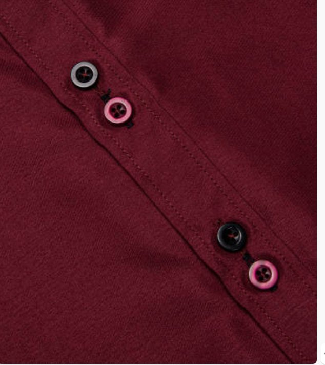 Maroon Mens's Shirt with contrast colored buttons unique cuffs design- CY-2206 - SimonVon Shop
