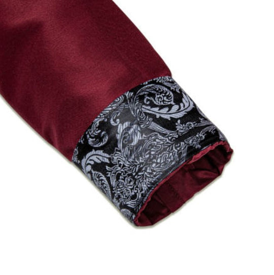 Maroon Mens's Shirt with contrast colored buttons unique cuffs design- CY-2206 - SimonVon Shop