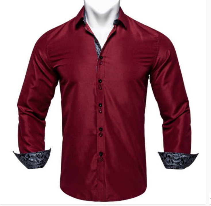 Maroon Mens's Shirt with contrast colored buttons unique cuffs design- CY-2206 - SimonVon Shop