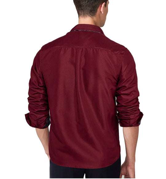 Maroon Mens's Shirt with contrast colored buttons unique cuffs design- CY-2206 - SimonVon Shop