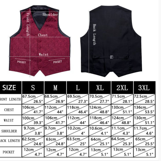 MEN'S CLASSIC DEEP RED FLORAL JACQUARD SILK WAISTCOAT VEST HANDKERCHIEF CUFFLINKS TIE VEST SET-MJ-2001 - SimonVon Shop