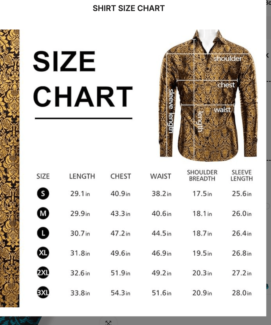 Men's Dark Cyan Vintage Floral Long Sleeve Dress Shirt- CY-9006 - SimonVon Shop