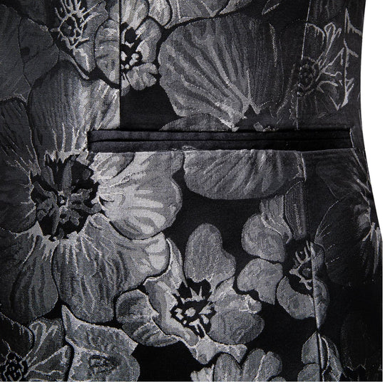 Men's Dress Party Black Floral Suit Jacket Slim One Button Stylish Blazer-XX-0040 - SimonVon Shop