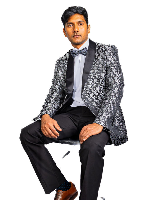 Men's Dress Party Black White Suit Jacket Slim One Button Stylish Blazer XX-1018 - SimonVon Shop
