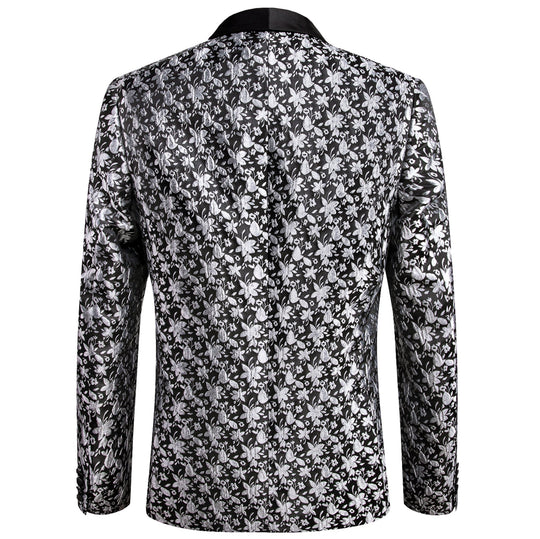 Men's Dress Party Black White Suit Jacket Slim One Button Stylish Blazer XX-1018 - SimonVon Shop