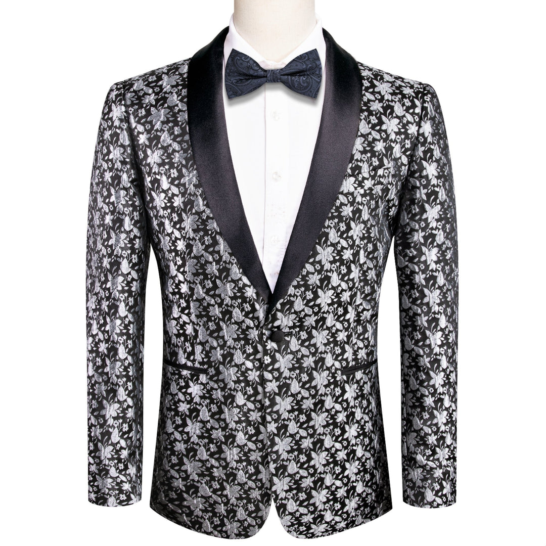 Men's Dress Party Black White Suit Jacket Slim One Button Stylish Blazer XX-1018 - SimonVon Shop