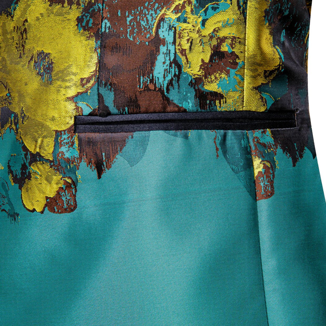 Men's Dress Party Blue Brown Floral Suit Jacket Slim One Button Stylish Blazer-XX-0041 - SimonVon Shop