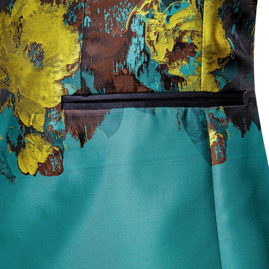 Men's Dress Party Blue Brown Floral Suit Jacket Slim One Button Stylish Blazer-XX-0041 - SimonVon Shop