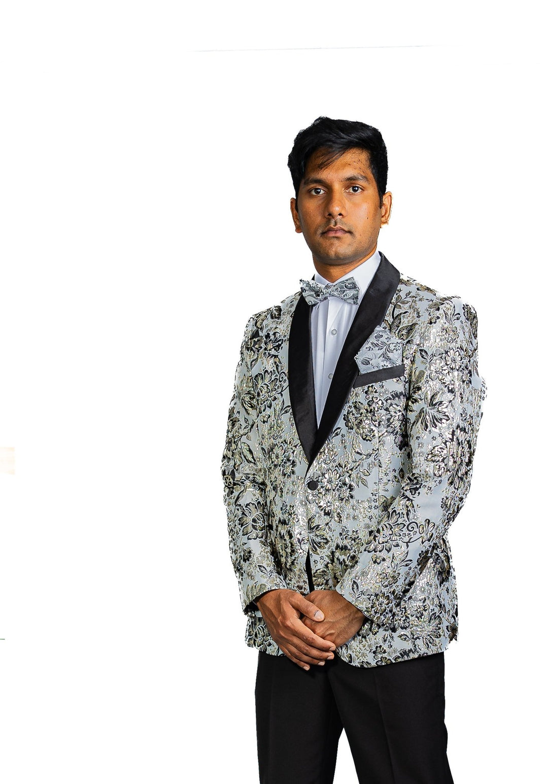 Men's Dress Party White Yellow Floral Suit Jacket Slim One Button Stylish Blazer-XX-0038 - SimonVon Shop