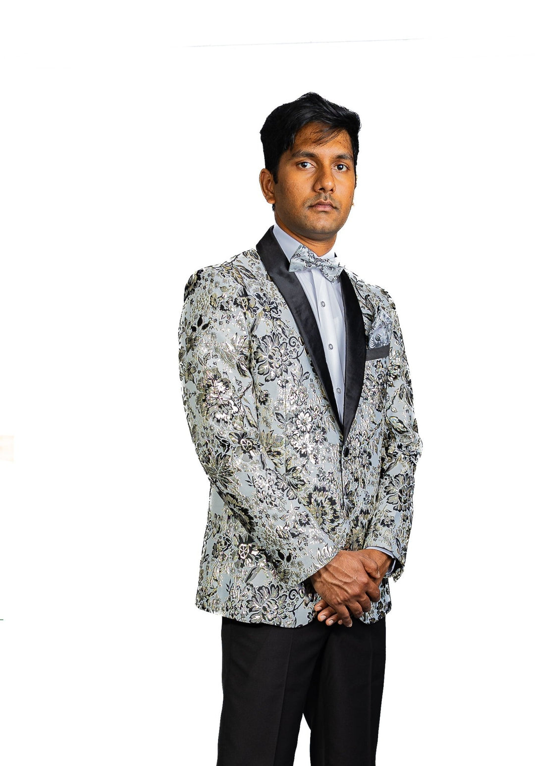 Men's Dress Party White Yellow Floral Suit Jacket Slim One Button Stylish Blazer-XX-0038 - SimonVon Shop