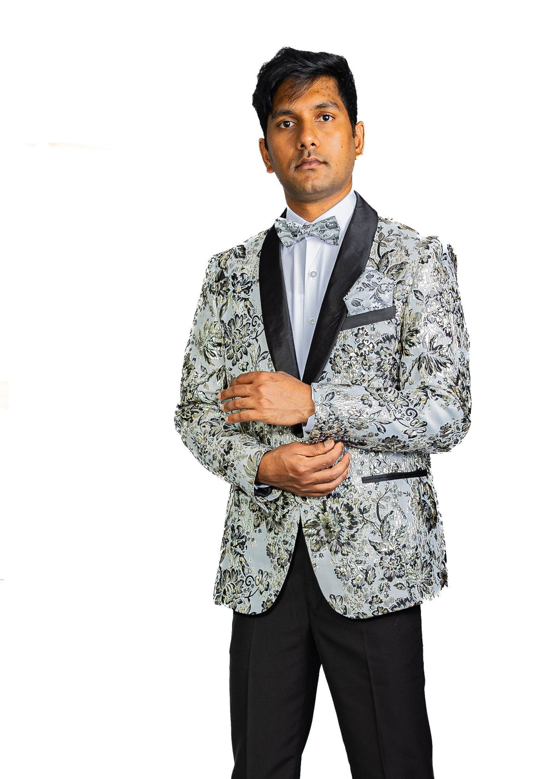 Men's Dress Party White Yellow Floral Suit Jacket Slim One Button Stylish Blazer-XX-0038 - SimonVon Shop