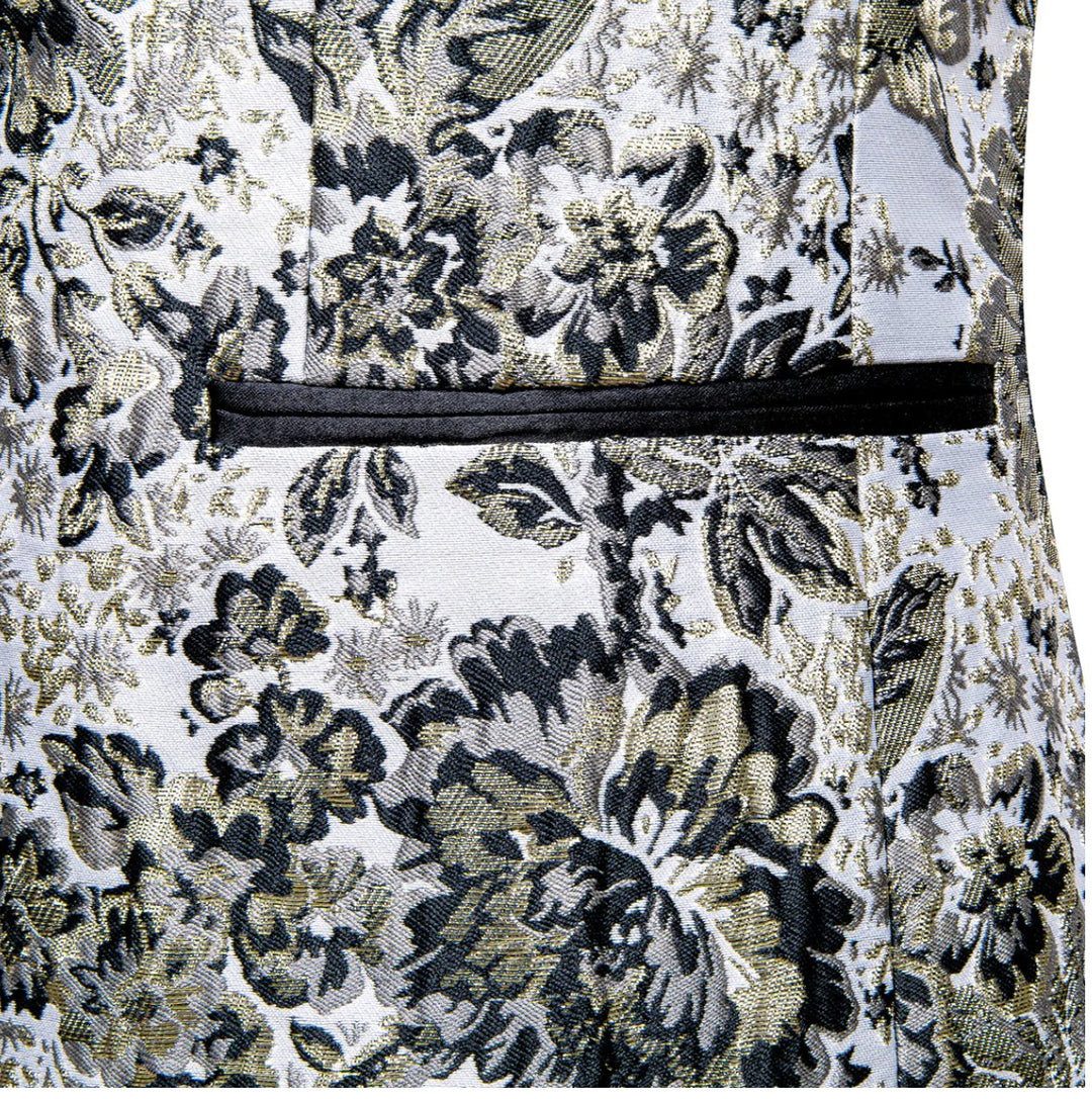 Men's Dress Party White Yellow Floral Suit Jacket Slim One Button Stylish Blazer-XX-0038 - SimonVon Shop