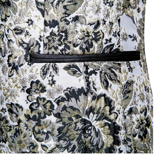 Men's Dress Party White Yellow Floral Suit Jacket Slim One Button Stylish Blazer-XX-0038 - SimonVon Shop