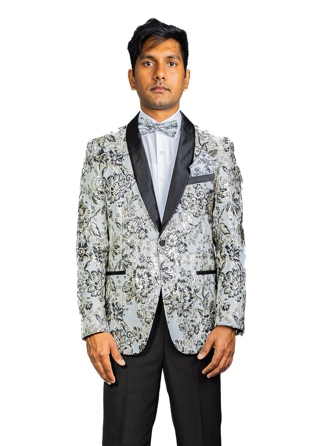Men's Dress Party White Yellow Floral Suit Jacket Slim One Button Stylish Blazer-XX-0038 - SimonVon Shop