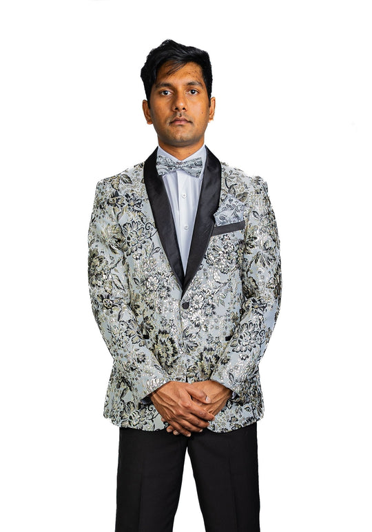 Men's Dress Party White Yellow Floral Suit Jacket Slim One Button Stylish Blazer-XX-0038 - SimonVon Shop