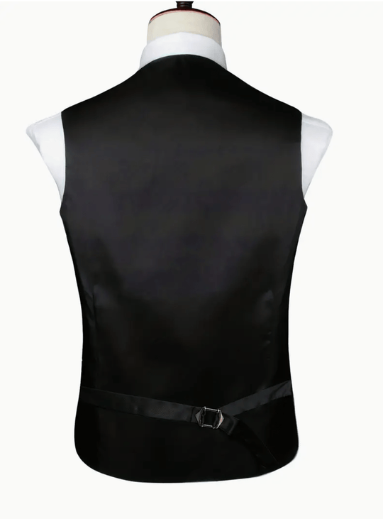 Men's Elegant Blue Paisley Waistcoat Set ,Polyester 100% - Includes Necktie, Handkerchief, and Cufflinks - MJ-3023 - SimonVon Shop