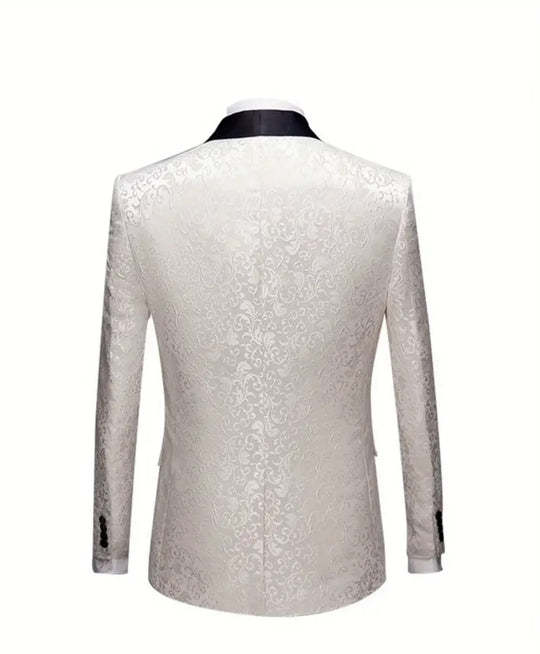 Men's Elegant Jacquard Suit Set - Classic Blazer & Black Pants-KD239322 - SimonVon Shop