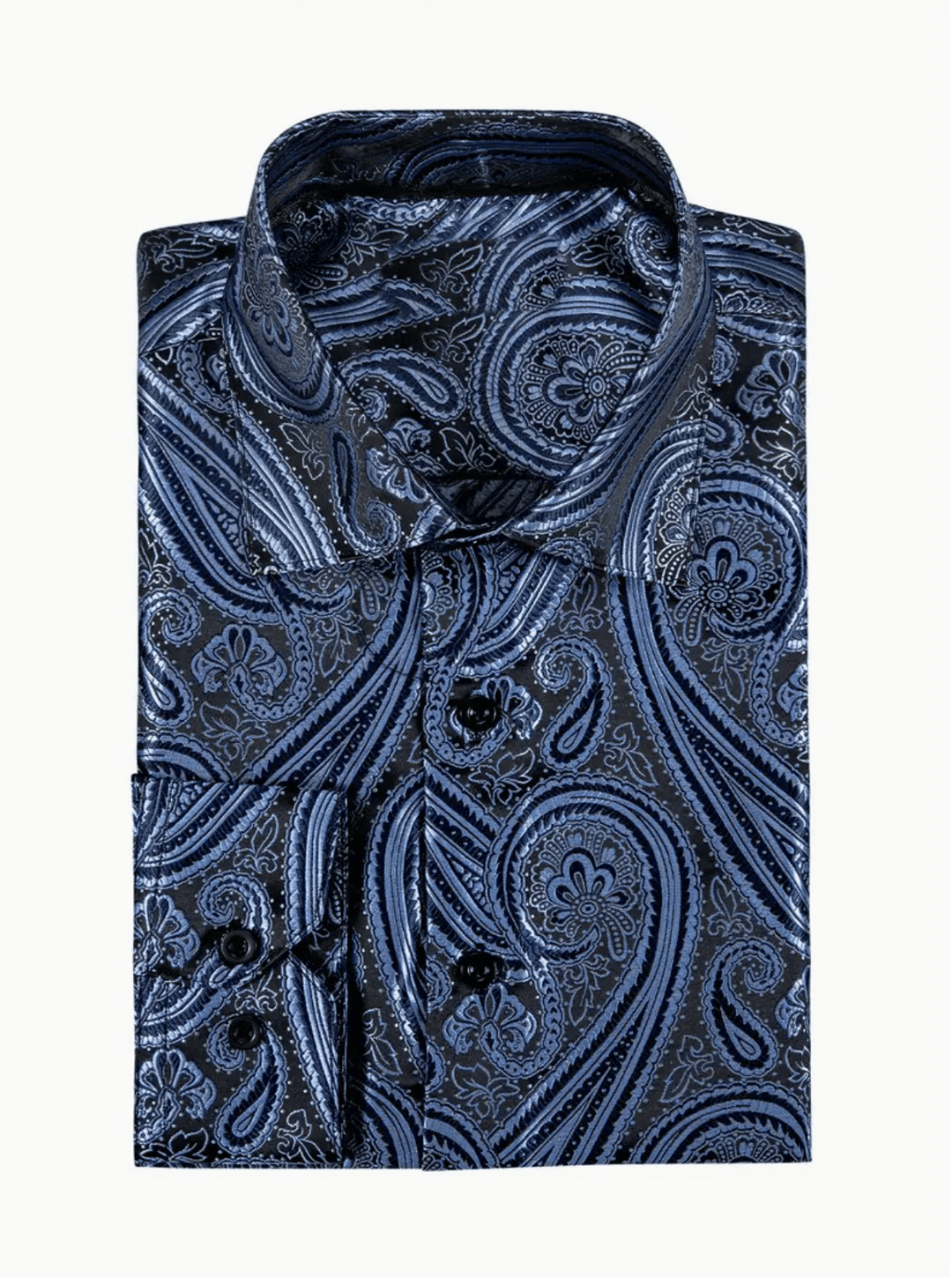 Mens Paisley Shirt Men's Dress Shirts - Elegant Plus Size Men's Tuxedo Shirt, Lapel Collar, Button Closure, Regular Fit - 100% Polyester, Non-Stretch, Smooth Fabric, 200g/m² - SimonVon Shop