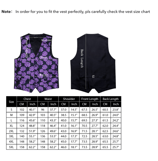 Men's Red Black Paisley Silk Vest Necktie Pocket square Cufflinks-MJ-2680 - SimonVon Shop