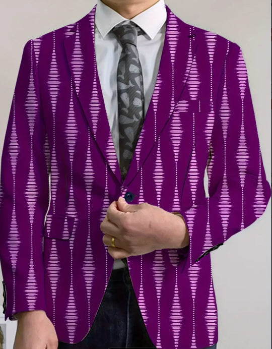 Men's Slim Fit Fashion Long Sleeves Blazer With Geometric Pattern Print-FP367546 - SimonVon Shop