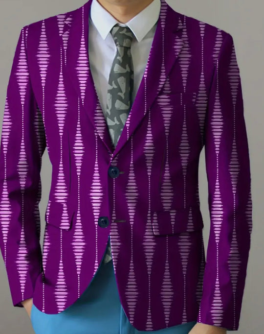 Men's Slim Fit Fashion Long Sleeves Blazer With Geometric Pattern Print-FP367546 - SimonVon Shop
