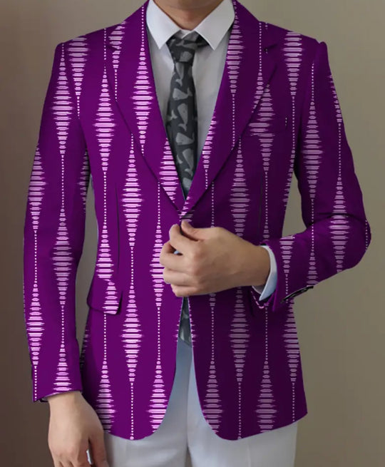 Men's Slim Fit Fashion Long Sleeves Blazer With Geometric Pattern Print-FP367546 - SimonVon Shop
