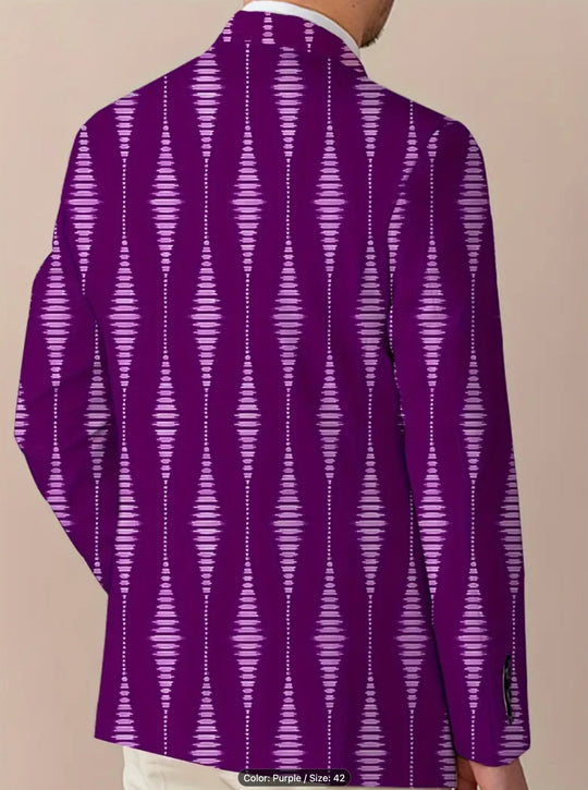 Men's Slim Fit Fashion Long Sleeves Blazer With Geometric Pattern Print-FP367546 - SimonVon Shop