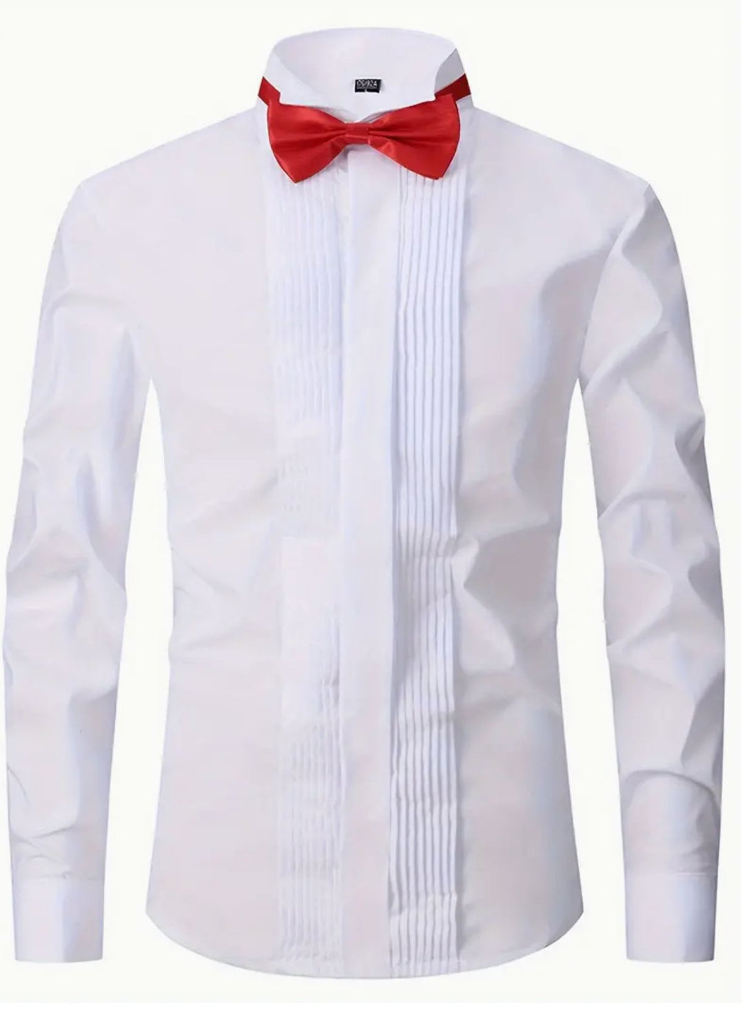 Men's Solid Colour Turndown Collar Dress Shirt For Banquet Wedding Bridesman With Two Ties (One Black And One Red) And With Random Cufflinks-YK37622 - SimonVon Shop