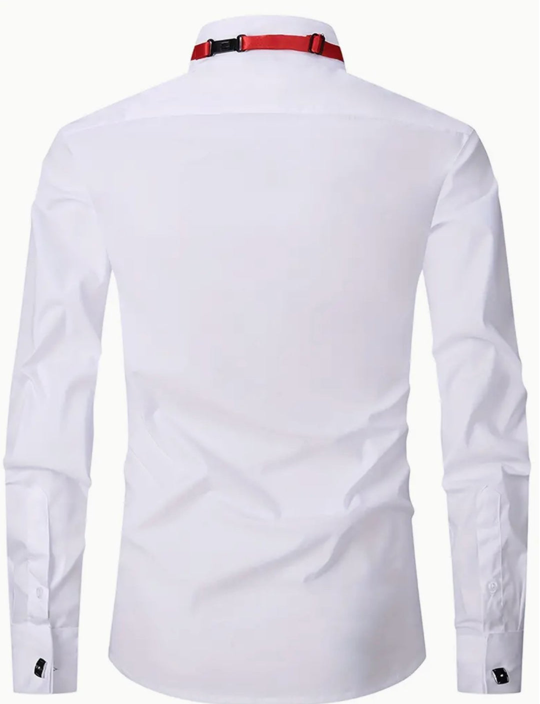 Men's Solid Colour Turndown Collar Dress Shirt For Banquet Wedding Bridesman With Two Ties (One Black And One Red) And With Random Cufflinks-YK37622 - SimonVon Shop