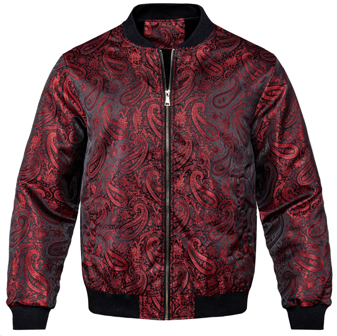 NEW SIMON VON RED PAISLEY MEN'S JACQUARD LIGHT CASUAL JACKET-JK-4005 - SimonVon Shop