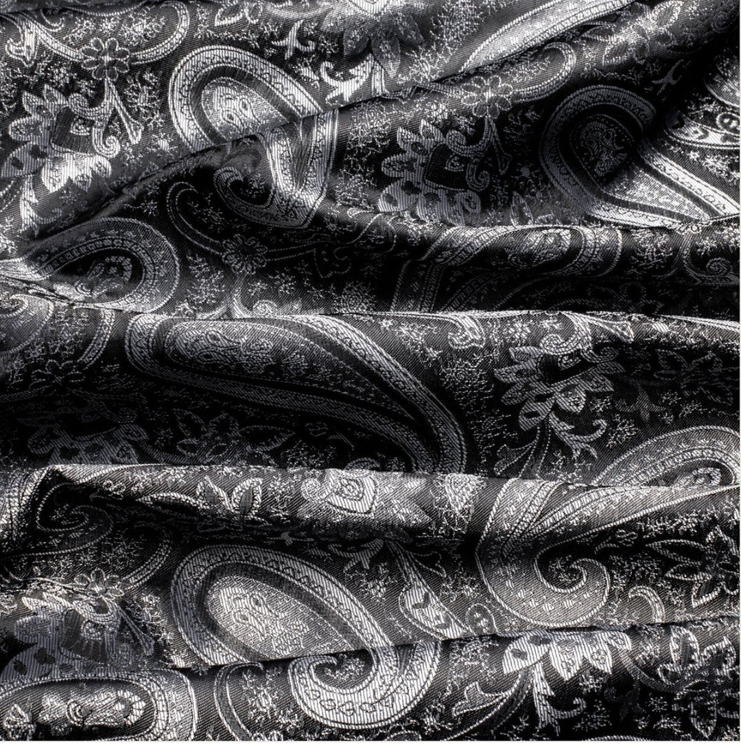 NEW SIMONVON BLACK SILVER PAISLEY MEN'S JACQUARD LIGHT CASUAL JACKET-JK-4004 - SimonVon Shop