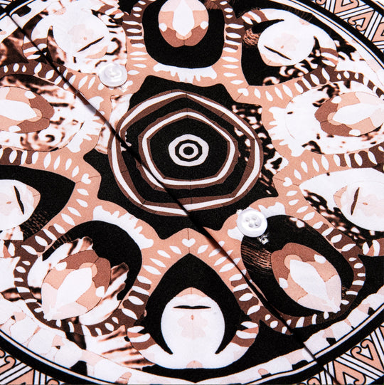 New White Brown Circle Print Novelty Men's Shirt-CY-1025 - SimonVon Shop