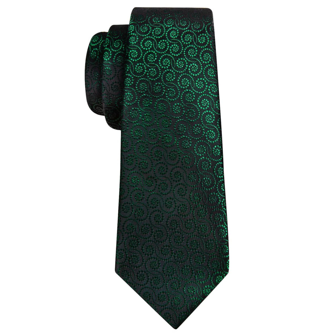 Novetly Green Floral Silk Tie Handkerchief Cufflinks Set- N6551 - SimonVon Shop