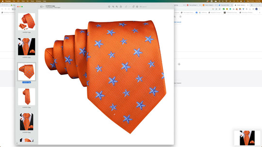 Orange Blue Star Silk Tie Pocket Square Cufflinks Set- N-6510 - SimonVon Shop