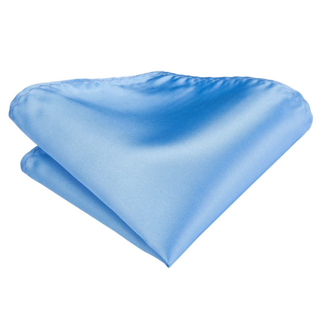 Pale Blue Solid Silk Tie Handkerchief Cufflinks Set- N-3141 - SimonVon Shop