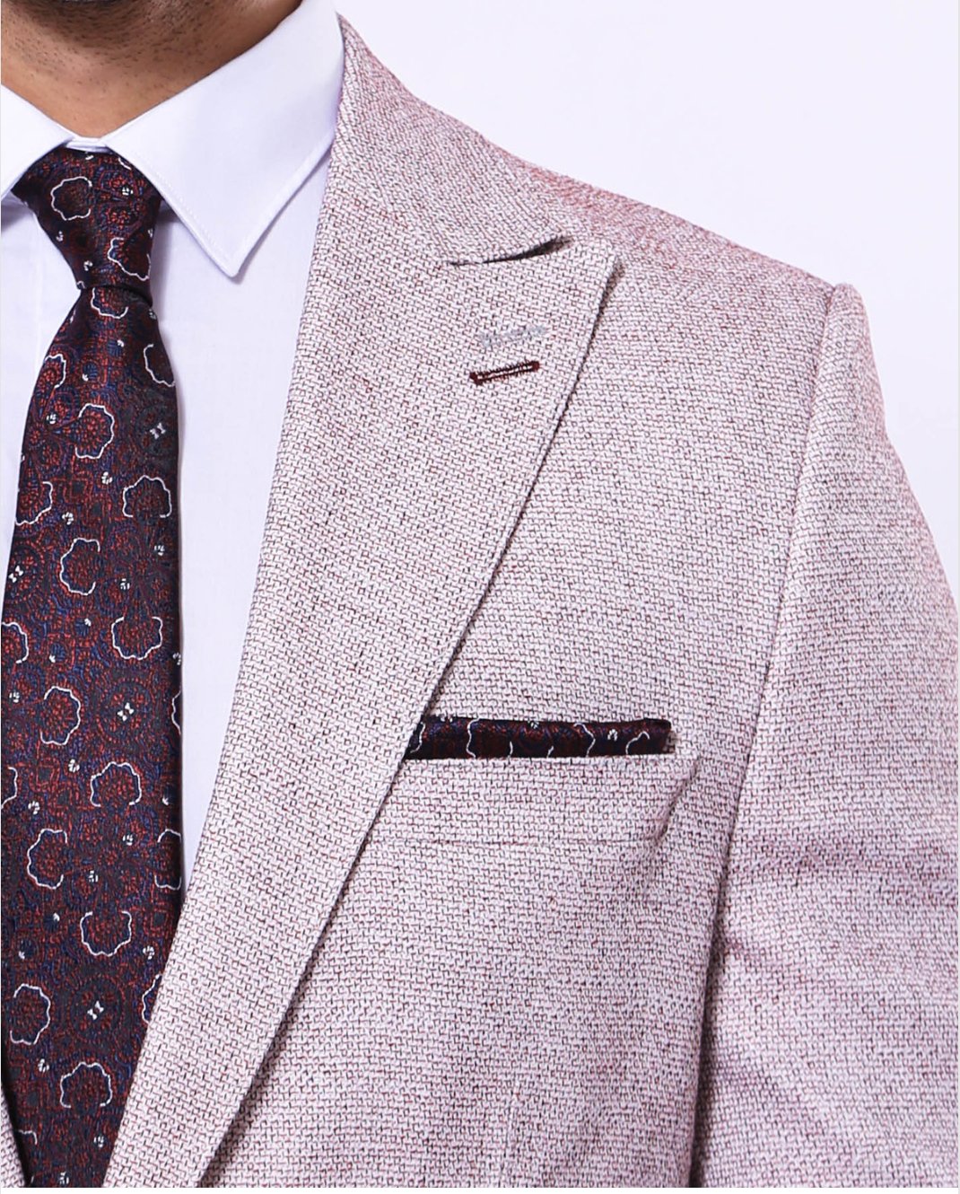 Patterned Slim-Fit Claret Red Blazer - SimonVon Shop