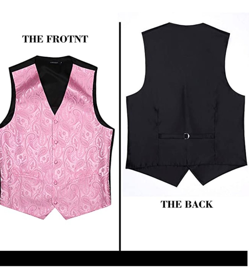 Pink Paisley Jacquard Silk Men's 4pc Waistcoat Vest Necktie Pocket Square Cufflinks Set- MJ-0026 - SimonVon Shop