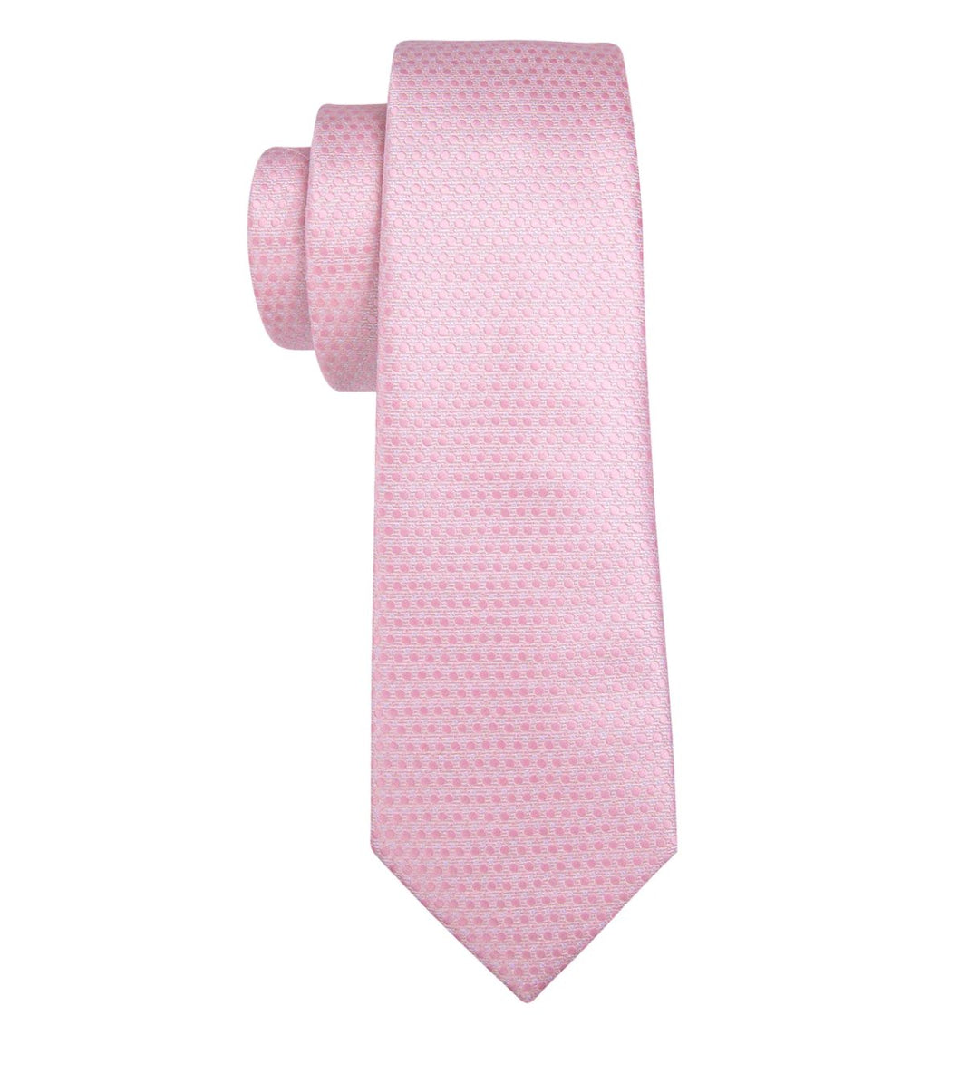Pink Polka Dot Silk Necktie Pocket Square Cufflinks Set-N-6493 - SimonVon Shop