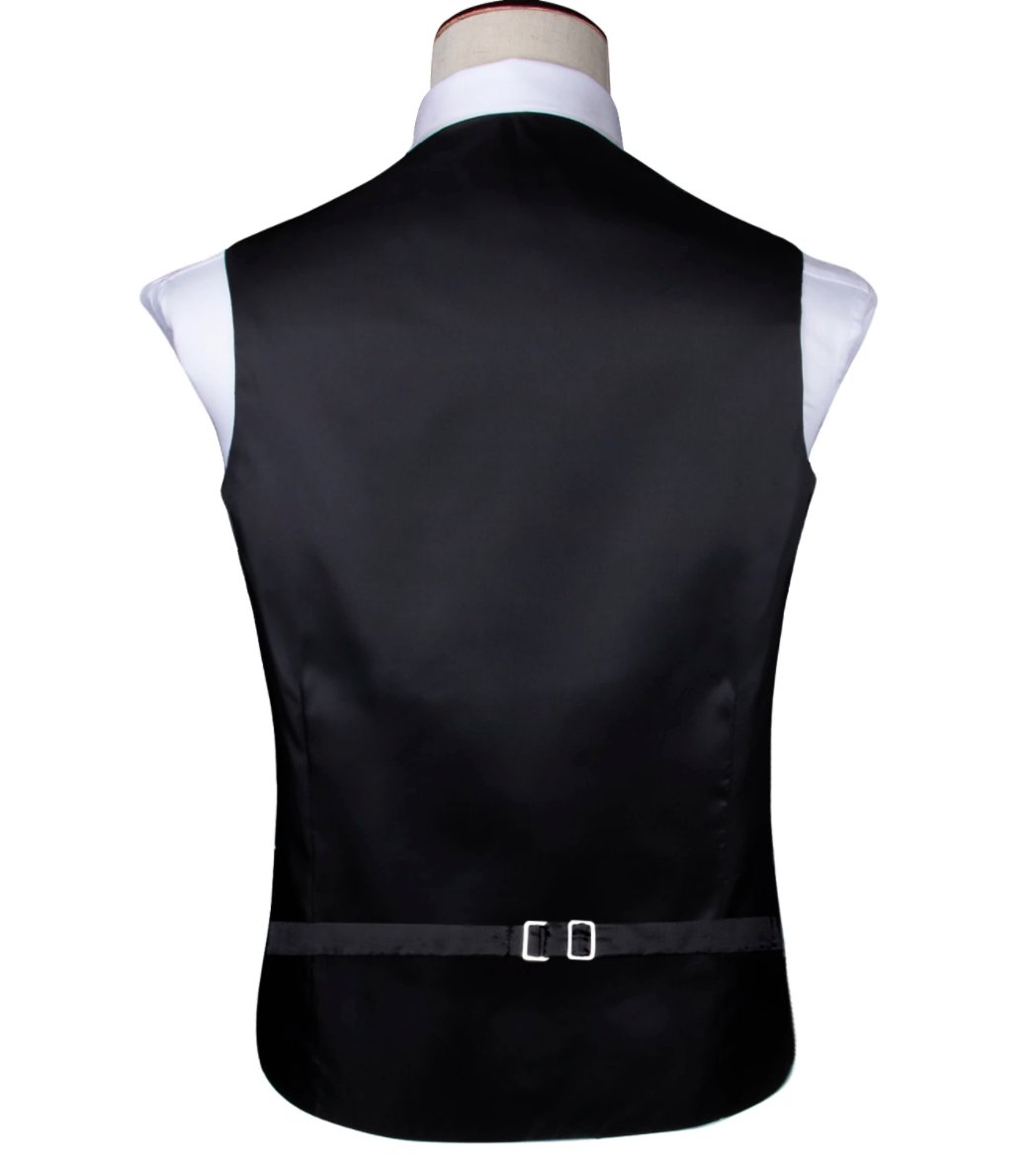 Plum Purple Plaid Silk Paisley Men's 4pc Waistcoat Vest Necktie Pocket Square Cufflinks Set-MJ-2031 - SimonVon Shop