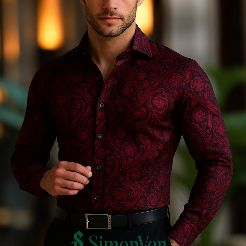 Black Red Paisley Casual Shirts-CY-0001