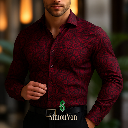 Black Red Paisley Casual Shirts-CY-0001