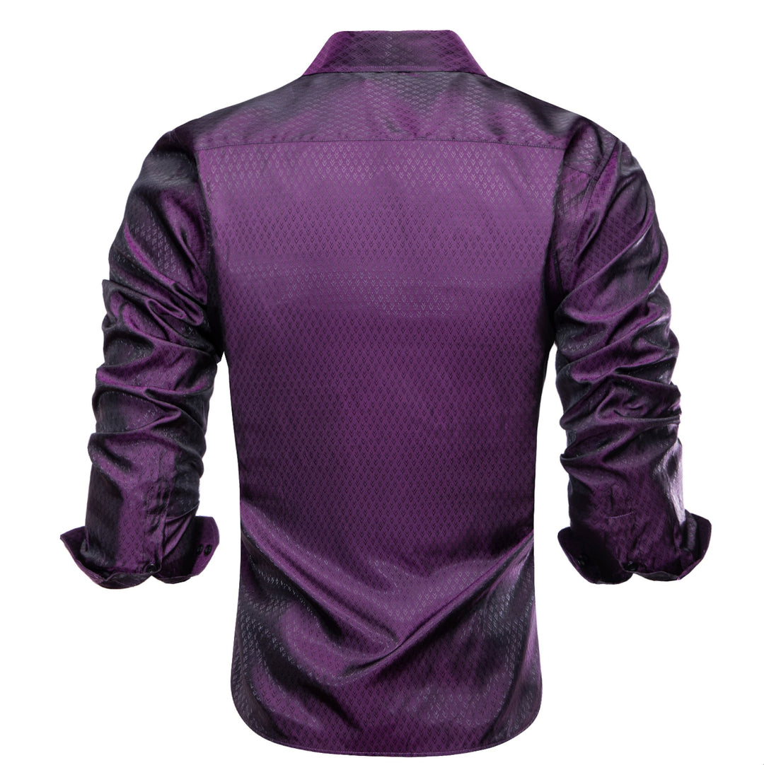 Purple Black Novelty Silk Men's Long Sleeve Shirt-CY-1652 - SimonVon Shop