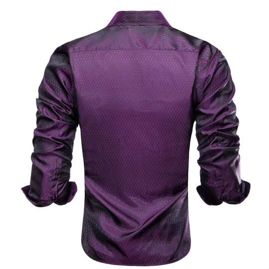 Purple Black Novelty Silk Men's Long Sleeve Shirt-CY-1652 - SimonVon Shop