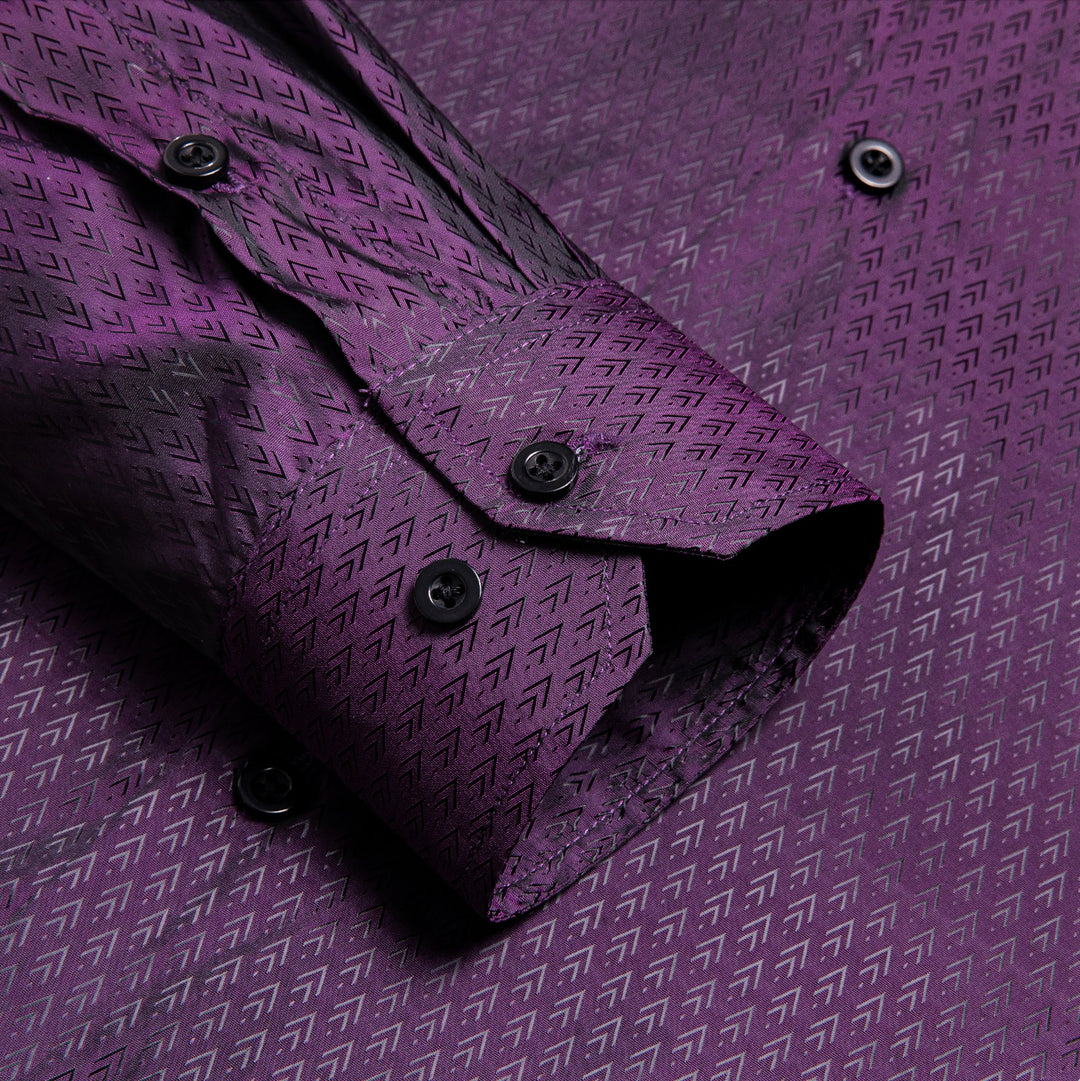 Purple Black Novelty Silk Men's Long Sleeve Shirt-CY-1652 - SimonVon Shop
