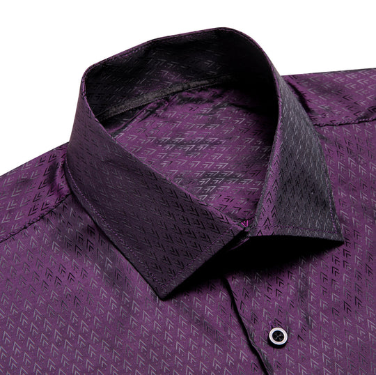 Purple Black Novelty Silk Men's Long Sleeve Shirt-CY-1652 - SimonVon Shop