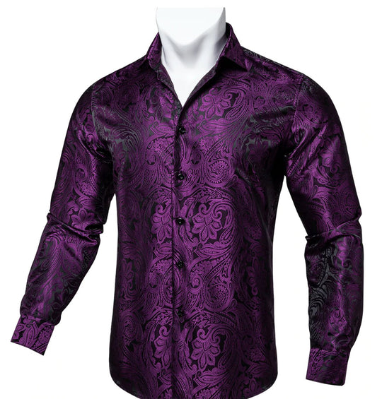 Purple Paisley Casual Shirts-CY-0009 - SimonVon Shop
